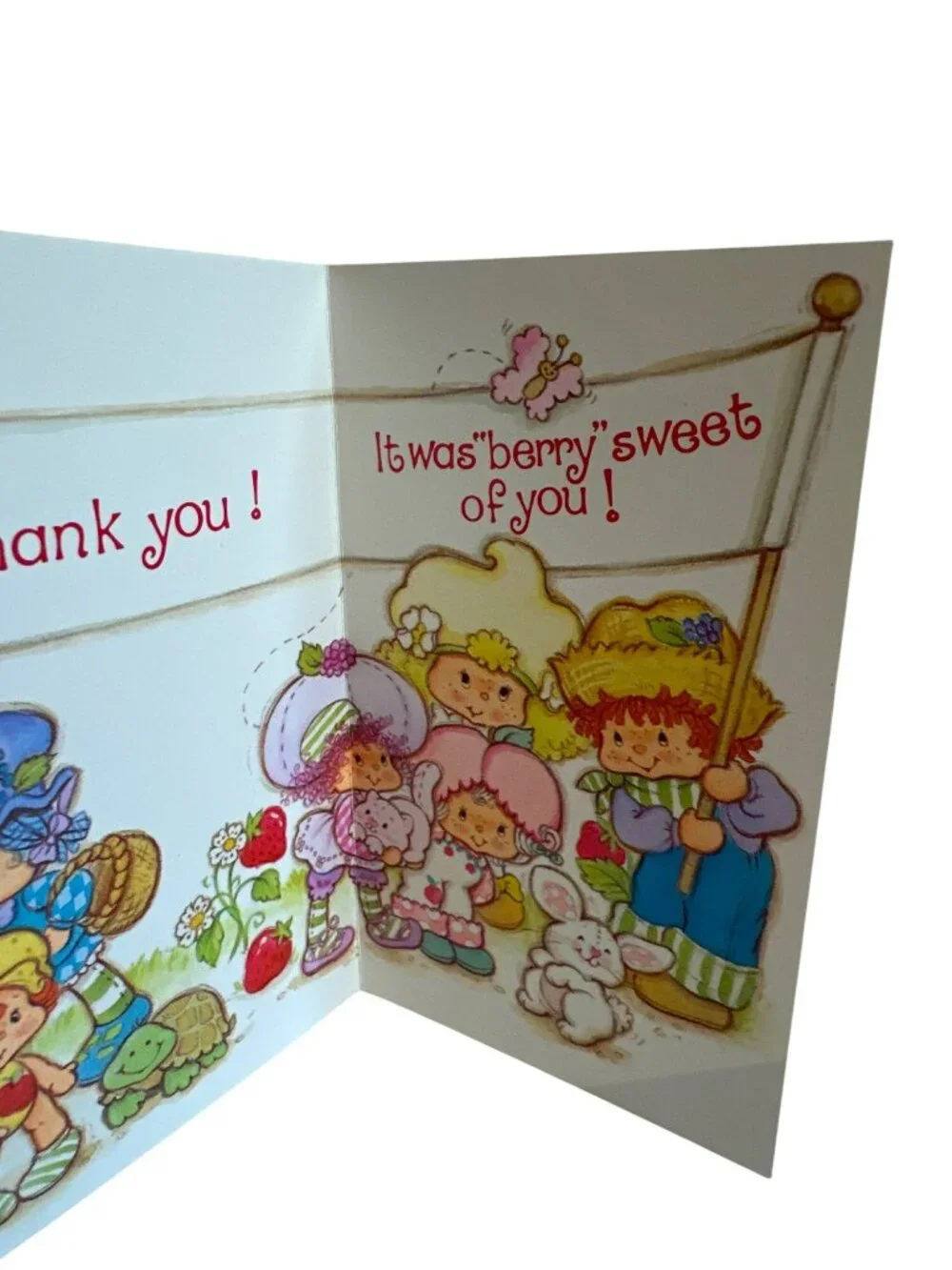 VTG Strawberry Shortcake Folded Thank You Greeting Card 80s American Greetings